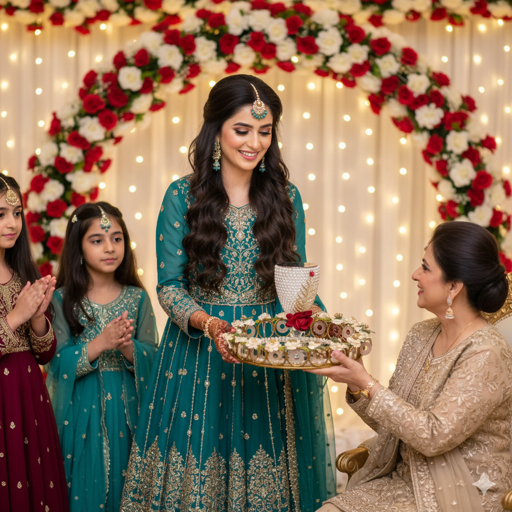 White Pearl Doodh Pilai Glass Special Mirror Metallic Tray