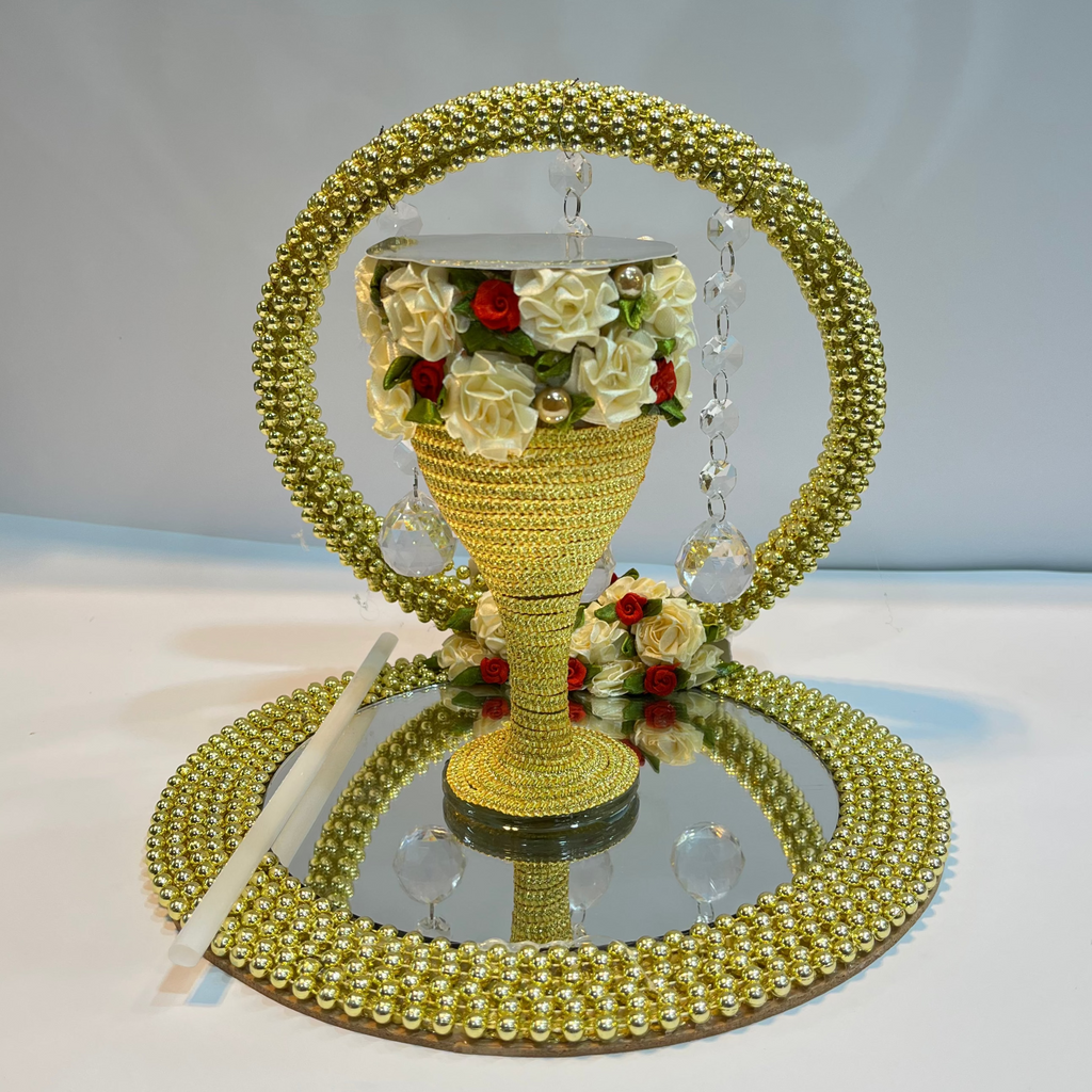 Golden Pearls Doodh Pilai Glass – Luxury Bridal Wedding Glass